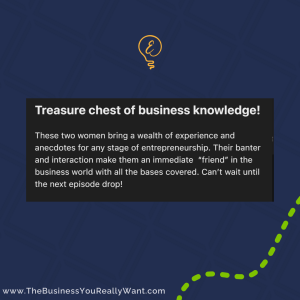 Testimonia quote calling The Business You Really Want a "treasure chest of business knowledge"