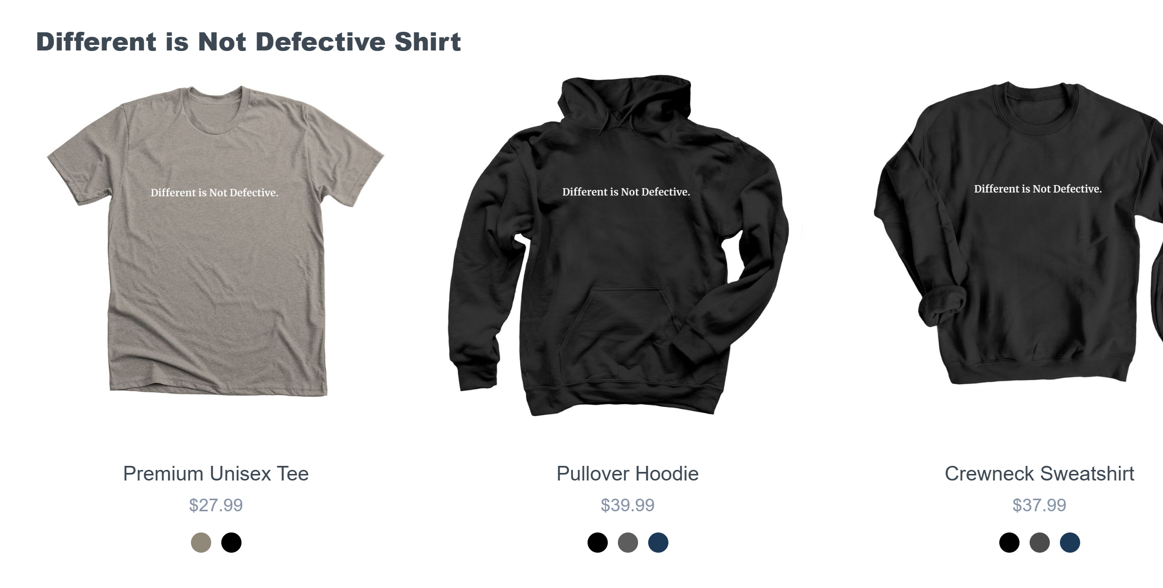 different is not defective shirt on bonfire An array of shirts proclaiming different is not defective are available on Lily Kubo's Abilities and Attitudes shop.